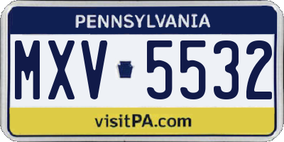 PA license plate MXV5532