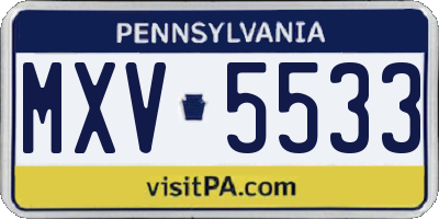 PA license plate MXV5533