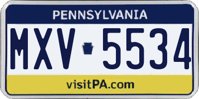 PA license plate MXV5534
