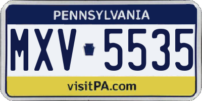PA license plate MXV5535