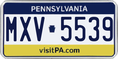 PA license plate MXV5539