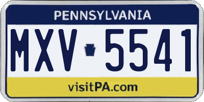 PA license plate MXV5541