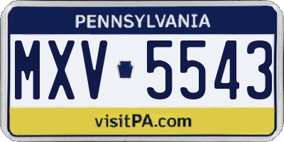 PA license plate MXV5543
