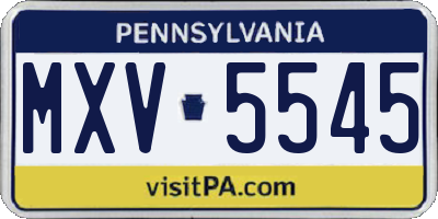 PA license plate MXV5545