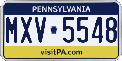 PA license plate MXV5548