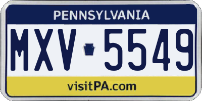 PA license plate MXV5549