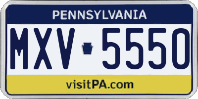PA license plate MXV5550