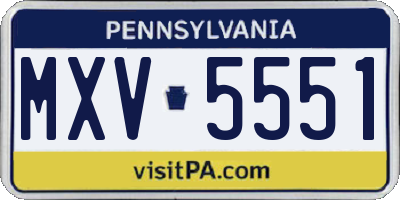 PA license plate MXV5551