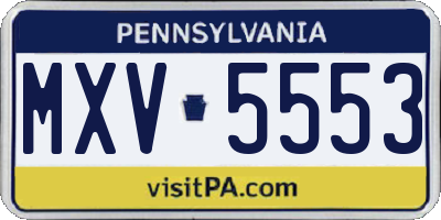 PA license plate MXV5553