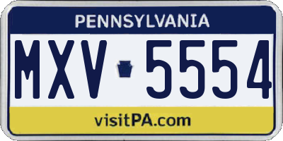 PA license plate MXV5554
