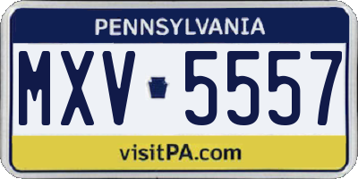 PA license plate MXV5557