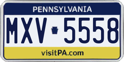 PA license plate MXV5558