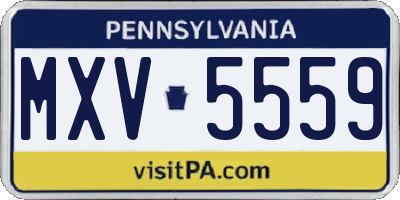PA license plate MXV5559