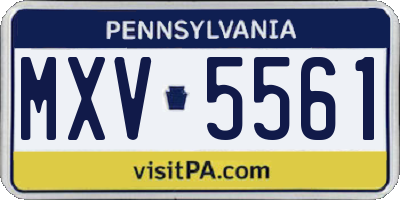 PA license plate MXV5561