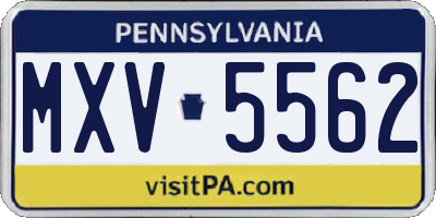 PA license plate MXV5562