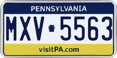 PA license plate MXV5563