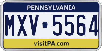 PA license plate MXV5564