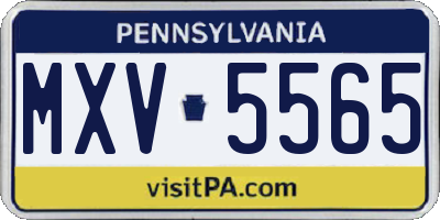 PA license plate MXV5565