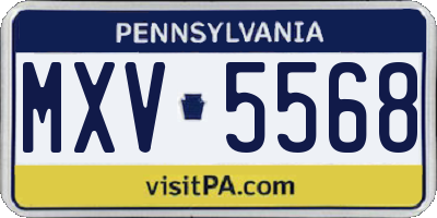 PA license plate MXV5568