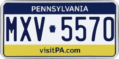 PA license plate MXV5570
