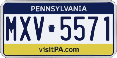 PA license plate MXV5571