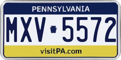 PA license plate MXV5572