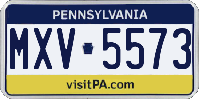 PA license plate MXV5573