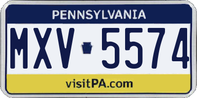 PA license plate MXV5574