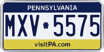 PA license plate MXV5575