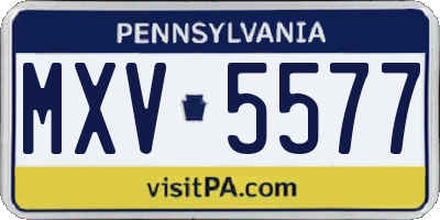 PA license plate MXV5577