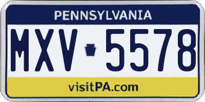 PA license plate MXV5578