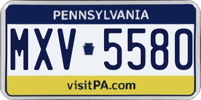 PA license plate MXV5580