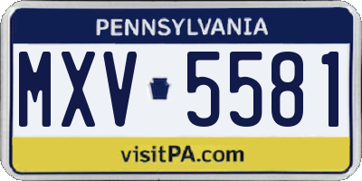 PA license plate MXV5581