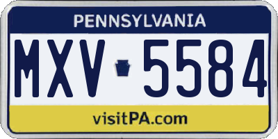 PA license plate MXV5584