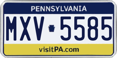PA license plate MXV5585