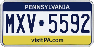 PA license plate MXV5592