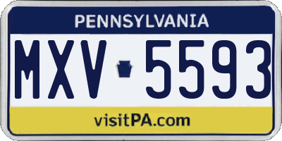 PA license plate MXV5593