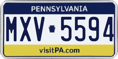 PA license plate MXV5594