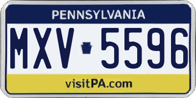 PA license plate MXV5596