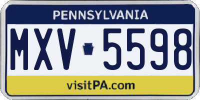 PA license plate MXV5598