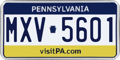 PA license plate MXV5601
