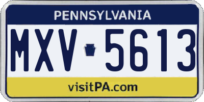 PA license plate MXV5613
