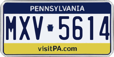 PA license plate MXV5614