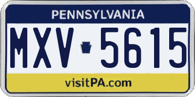 PA license plate MXV5615