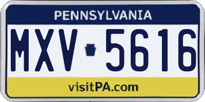 PA license plate MXV5616