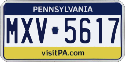 PA license plate MXV5617