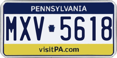 PA license plate MXV5618