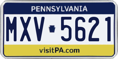 PA license plate MXV5621