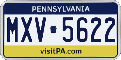 PA license plate MXV5622