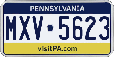 PA license plate MXV5623